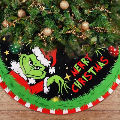 Christmas Tree Skirt Christmas Decorations Soft Red Green Christmas Decor Mat for Xmas Holiday Decorations