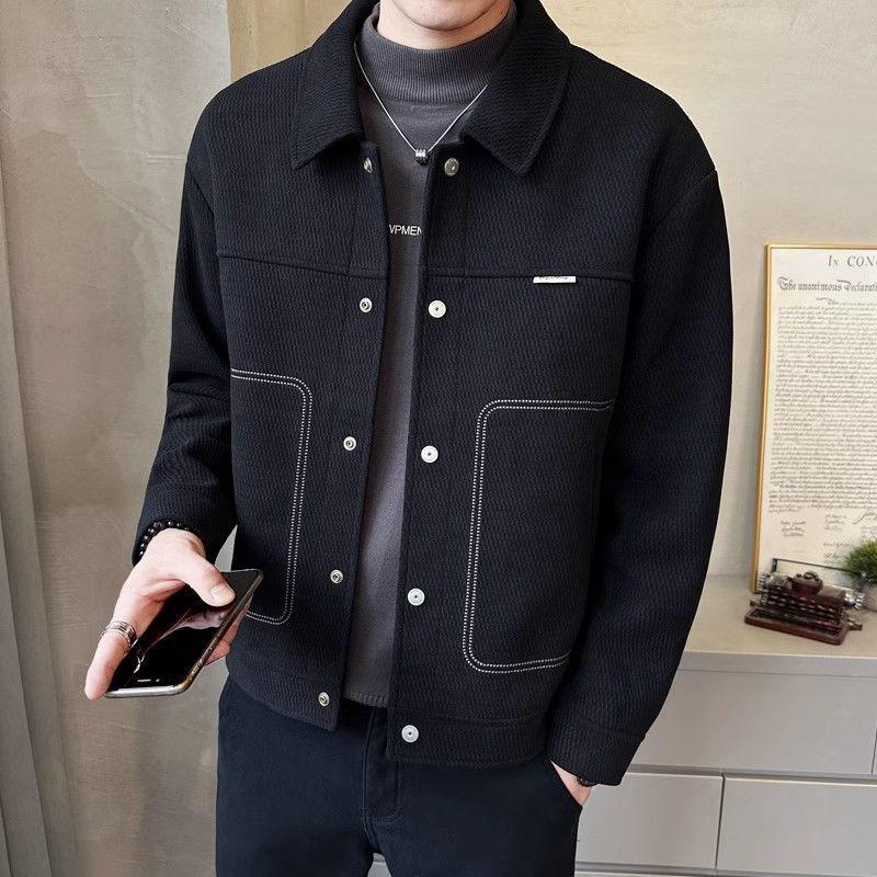 Men's Autumn Classic Casual Lapel Jacket - Versatile, Trendy, and Handsome Loose Fit Short Outerwear