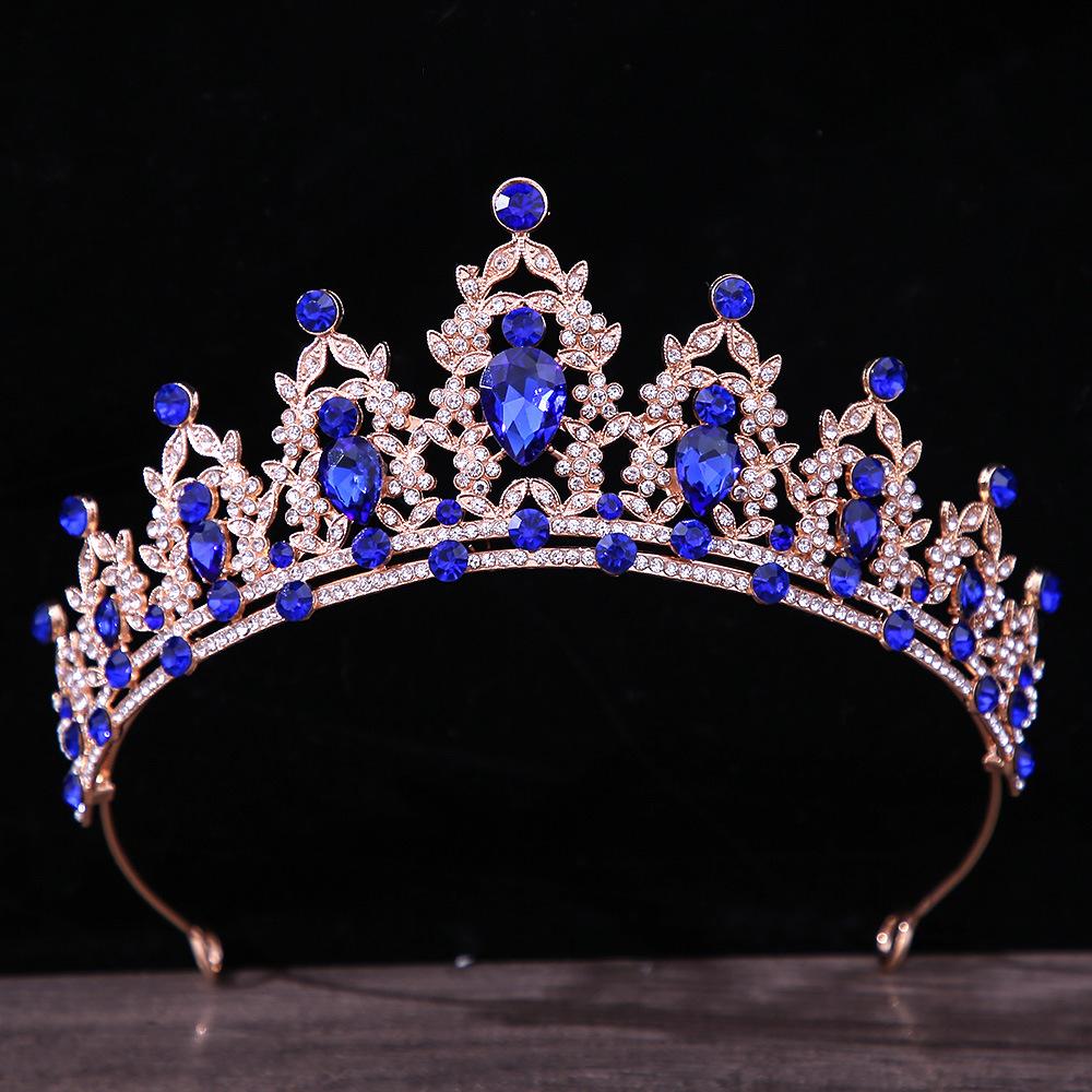 DIEZI Luxury Elegant AB Crystal Crown Hair Accessories Tiara For Women Party Red Purple Rhinestone Bridal Crown New Hair Zircon