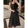 Ladies' Polka Dot One Shoulder Dress Women's Polka Dot Single-Shoulder Suspender Dress