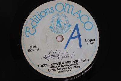 7inch Record ORCHE. MAQUIS DU ZAIRE - Tokoni Kowela Mbongo EOM5001 EDITIONS OMACO 1982 Kenya World Music Used