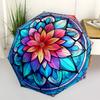 1pc Stained Glass Mandala Automatic Open/Close Umbrella, Portable Folding Umbrella, Compact Travel Umbrella for024