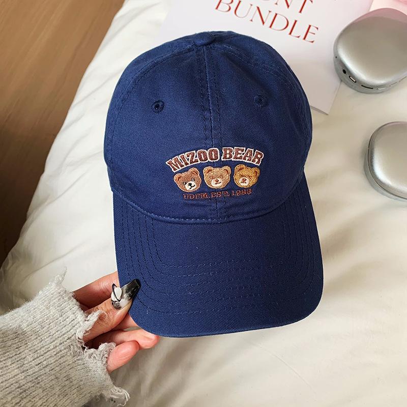 Bear Embroidered Baseball Cap Female Sweet Versatile Sports Cap Couple Student Face Small Hat