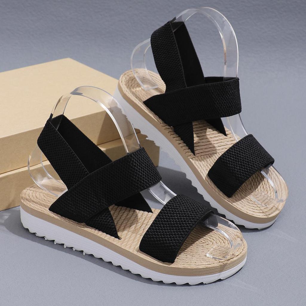 Kadın Hafif Topuklu Sandalet Rahat Yumuşak Alt Slip on Flats Ayakkabı Trend Eşleşen Renk Ayakkabı Bağı Düz Sandalet