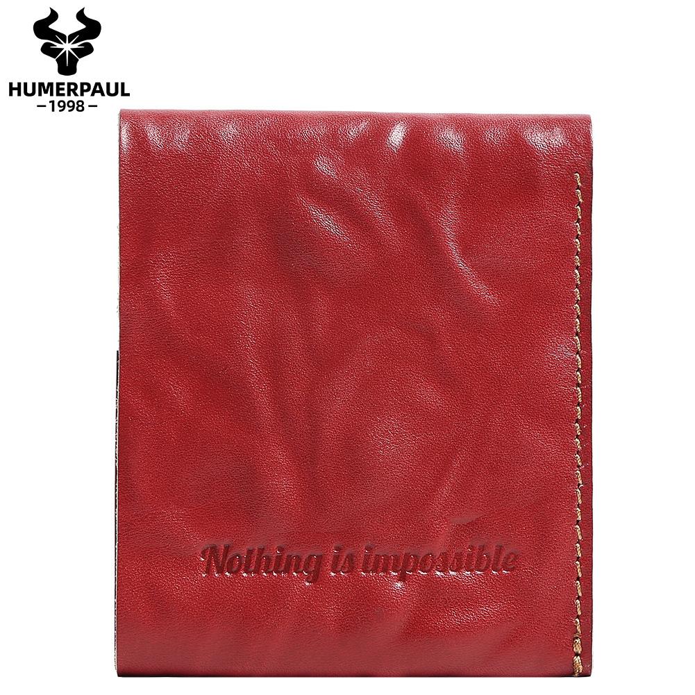 Humerpaul The First Layer of Cowhide Wallet Card Case Compact Exquisite Solid Color Casual Small Bag Portable