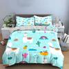 Cute Llama And Cactus Pattern Bedding Duvet Cover Set Duvet Cover Pillowcases  (1*Duvet Cover 2*Pillowcases, without duvet insert)