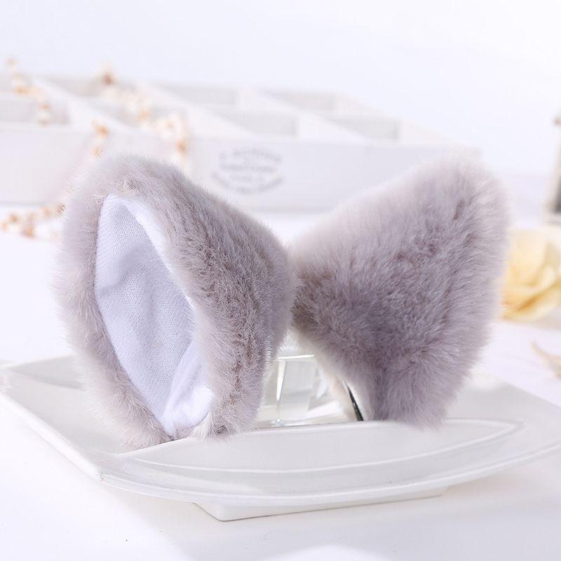 Luxurious Faux Fur Cat Fox Long Fur Ears Costume Hair Clip For Halloween Cosplay Parties
