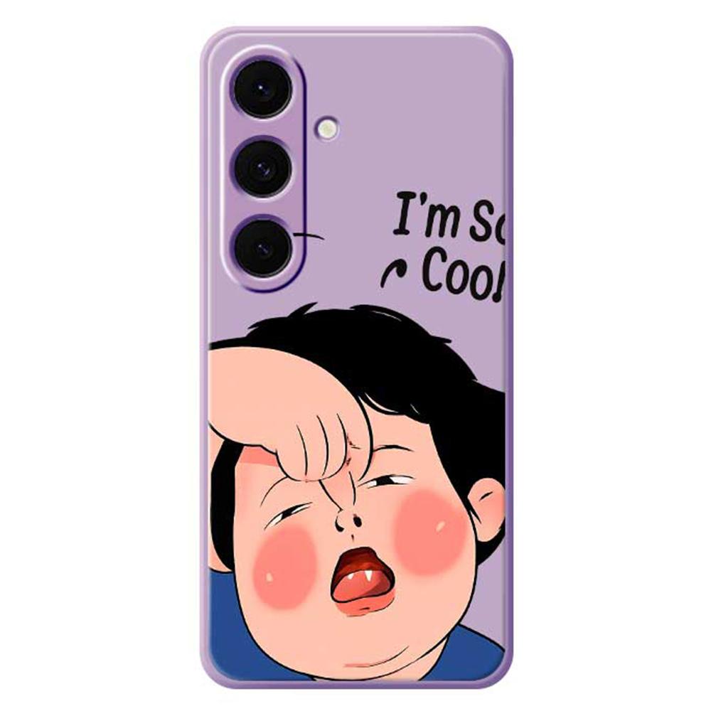 For Samsung Galaxy S24 FE Case Make Faces Kid Pattern Printing Straight Edge TPU Phone Back Cover