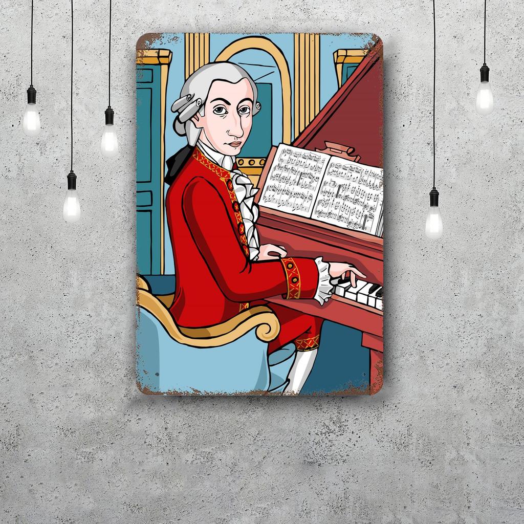 Wolfgang Amadeus Mozart Vintage Metal Tin Signs Posters Decor Retro Metal Plaque Wall Art Decor for Garage Bar