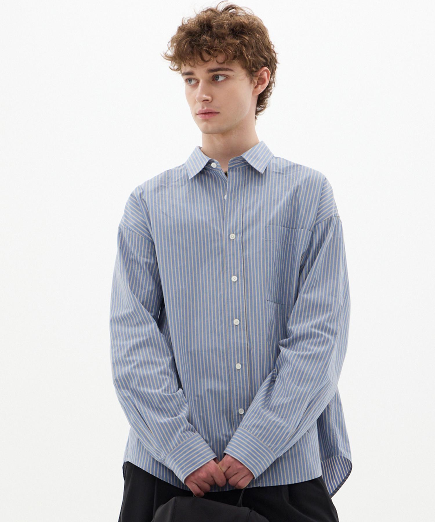 Le Ab Shibaya Organic Blue Striped Shirt Blue/M