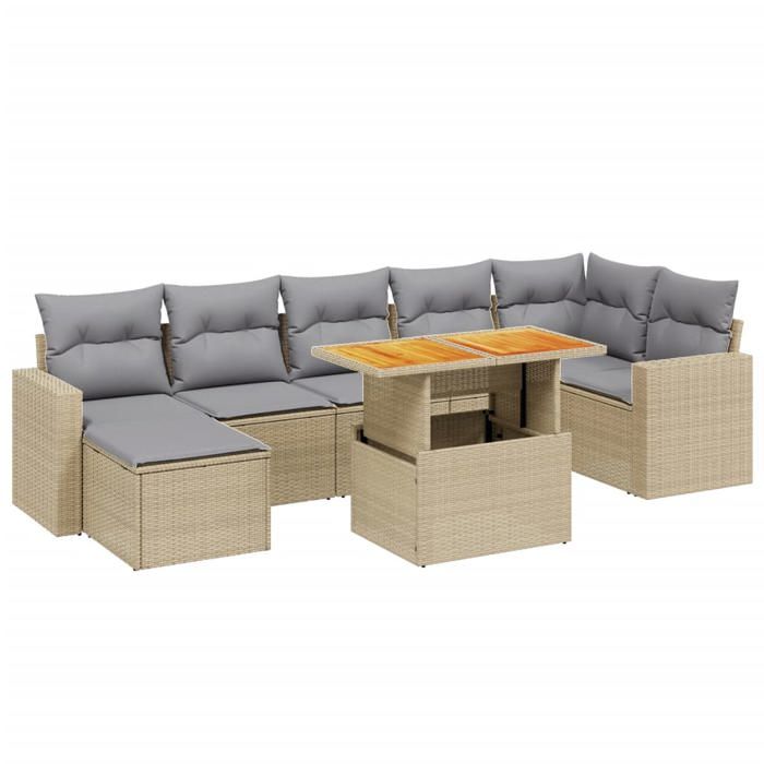 VidaXL Garden Lounge Set with Cushions 8 Pcs, Patio Sofas, Patio Furniture Set, Outdoor Furniture, Beige 3275600