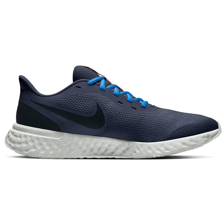 Nike Revolution 5 Comfortable Fabric Cushioning Non-Slip Breathable Low-Top Casual Running Shoes Men Sneaker Midnight-Blue BQ3204-404
