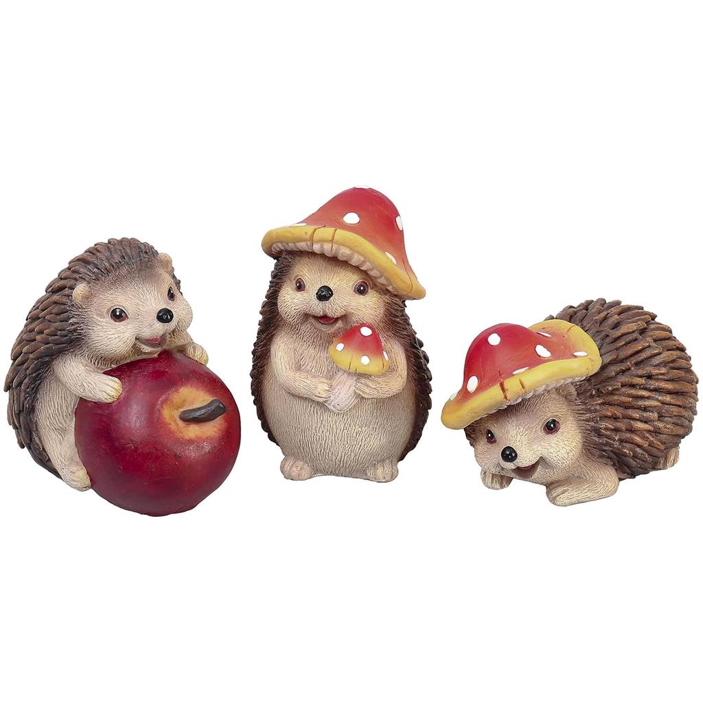 Valery Madelyn Autumn Ornaments, Seasonal Decor, Cute Hedgehog Set of 3 Figurines, Objects, Interior Decor, Outdoor Decor, Statues, Autumn Garden,