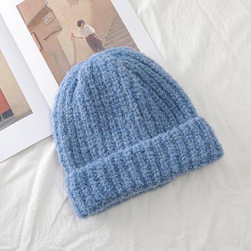 Nuevo sombrero holgado de invierno para mujer, gorro con puños decorado a la moda, gorro cálido para invierno para mujer, gorro tejido informal para calle