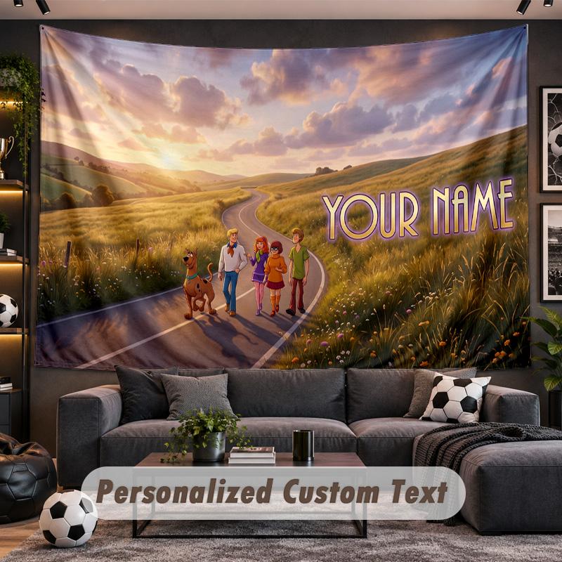 Scooby-Doo Personalized Tapestry Support Custom Name, Wall Art Home Decoration