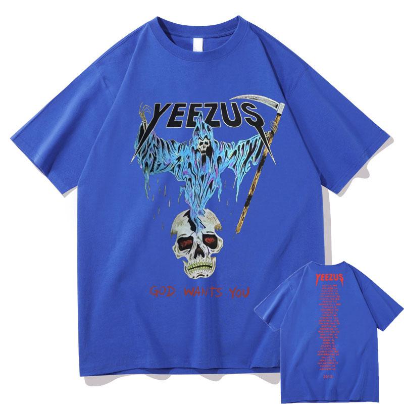 God Wants You Kanye West Streetwear Skull Reaper Graphic Print Tshirt Men Women Hip Hop Fashion Tshirts Mens Cotton T Shirt