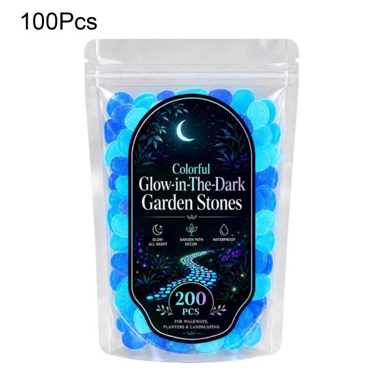 1.5cm Luminous Stones, Glow in The Dark Garden Pebbles, Outdoor Glowing Rocks, Decorative Glowing Pebbles for Pathway Patio Yard Aquarium Fish Tank