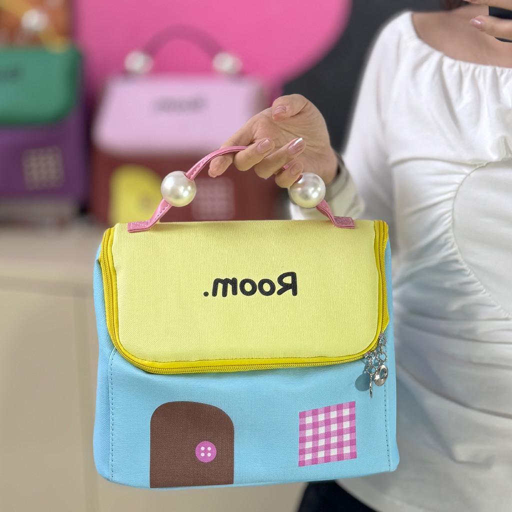 Canvas Cartoon Style Makeup Bag With Large Capacity Waterproof For Travel And Daily Use