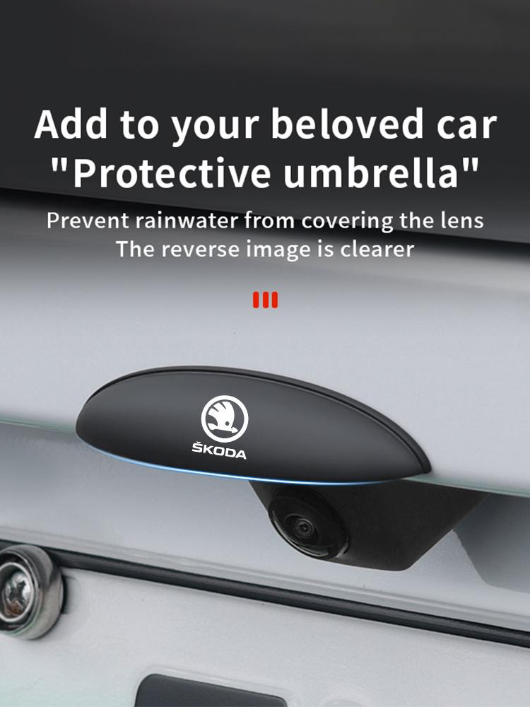 AAAAO1 Car Reverse Camera Rain Shield Shade Cover Waterproof Shield For Skoda Octavia Fabia Rapid Superb Kodiaq Scala Karoq Kamiq Enyaq
