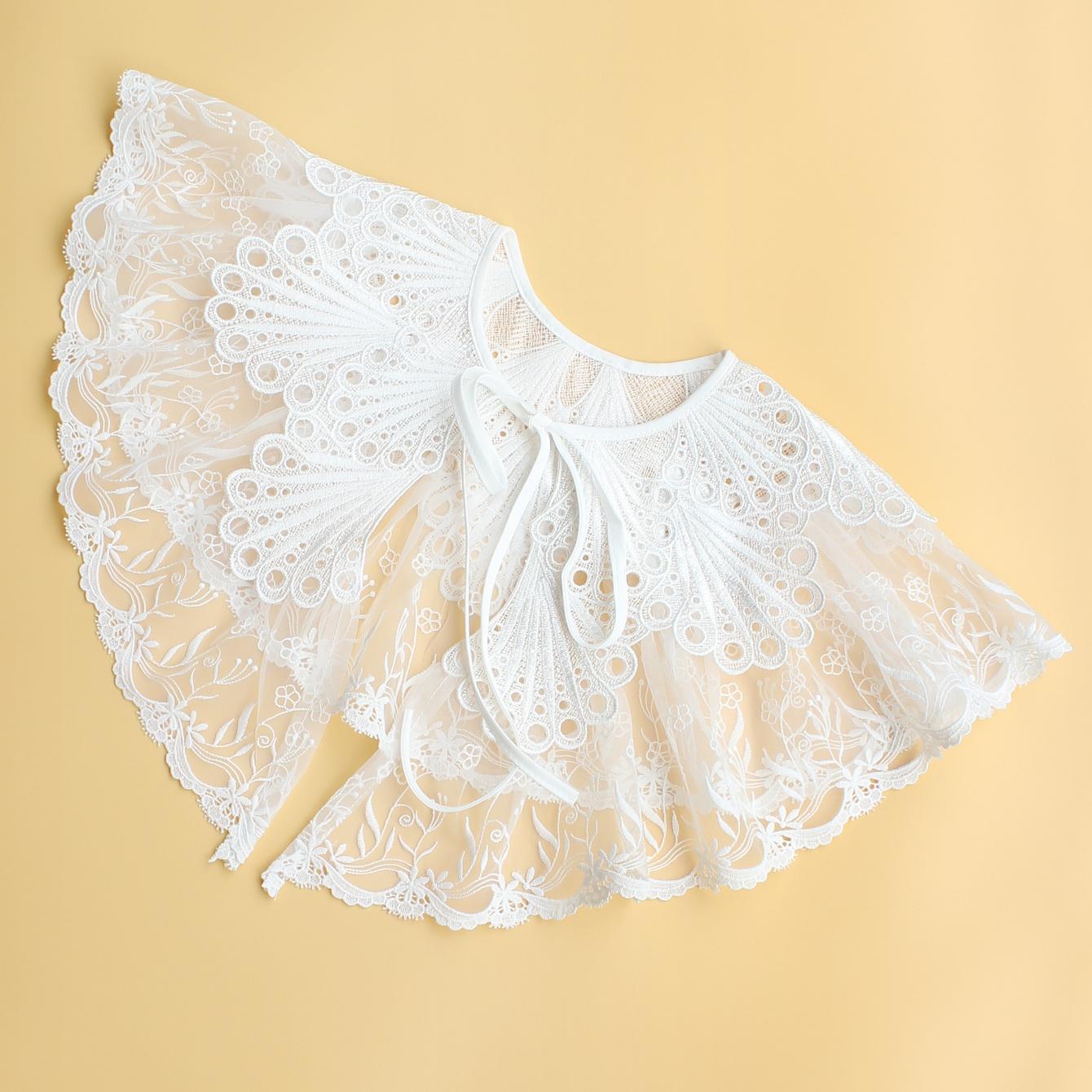 

Шаль-воротник из павлиньих перьев для дам. Двухслойная кружевная вышивка, высококачественная декоративная манишка.