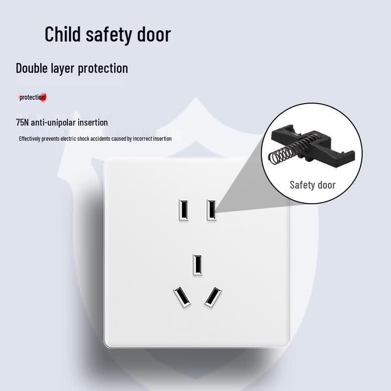 International Electrician 86-Type White Matte Tempered Glass Wall Socket