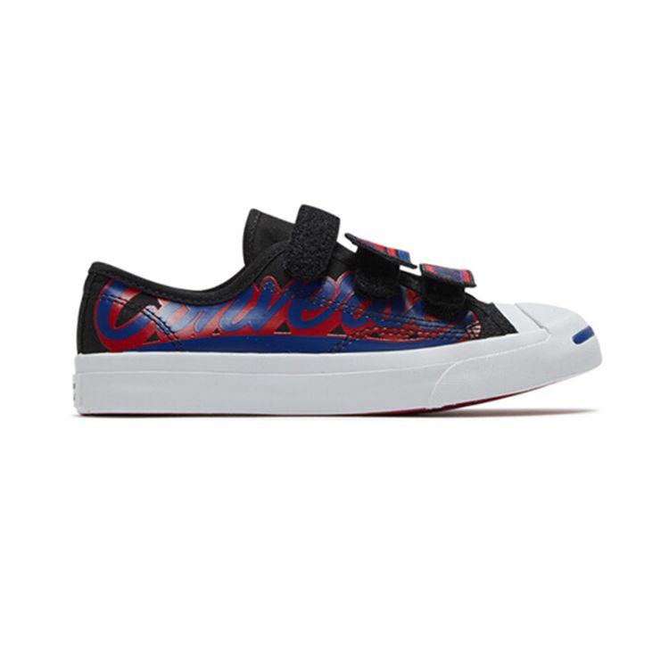 Converse Jack Purcell Velcro Low Top Kids Skate Shoes Kids sneaker Black Red 366489C