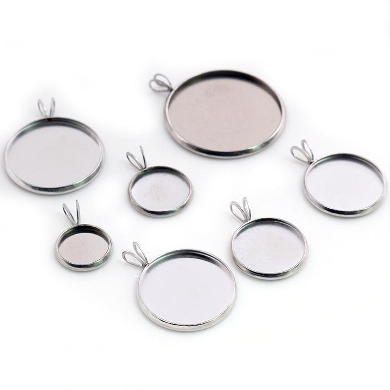 Moda 8-25mm Dimensione Interna Materiale Acciaio Inossidabile Semplice Stile V Base Cabochon Impostazione Cameo Ciondoli Vassoio Ciondolo
