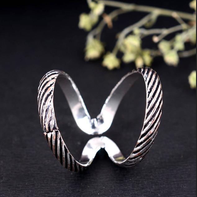 Oxidized Silver Band Ring | Detailed Floral & Scroll Carving | Eternity Stacking Ring | Vintage Look Jewelry Gift