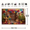 2D Mexican Fiesta Backdrop, Cinco De Mayo Cactus Guitar Photography Background