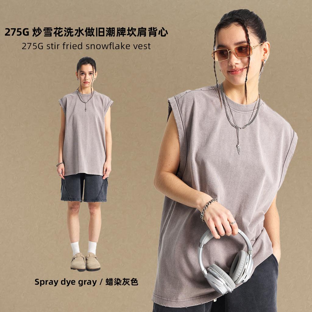 275 GSM 100% Cotton Washed T-Shirt Customized Pattern Print Men's Vest Personalised Tank Top