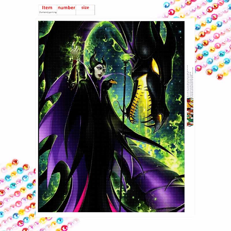 Disney Diamond Painting 5D DIY Maleficent Dragon Diamond Painting Art Diamond Painting Kit Adult/Beginner Gift Idea Home Decor