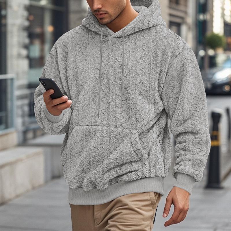 Europäisches Jacquard Teddyfleece Herren Kapuzen-Sport-Freizeit-Sweatshirt - Herbst/Winter Kollektion