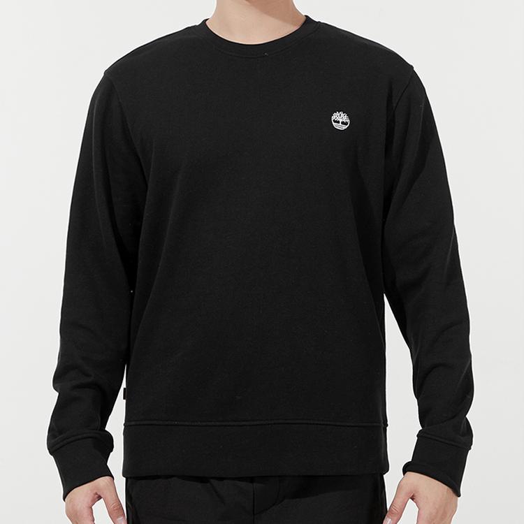 Timberland Logo Embroidered Solid Color Crewneck Sweatshirt Men Sweatshirt Black A5SF8-001