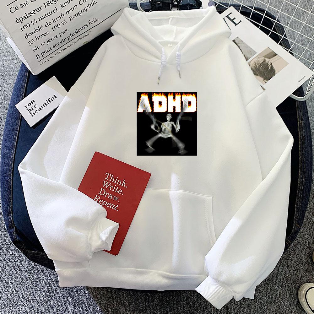 Adhd Skeletn Meme Funny Printed Hoodie Pop Casual Sweatshirt for Autumn/Winter Retro Clothing Gothic Pullovers