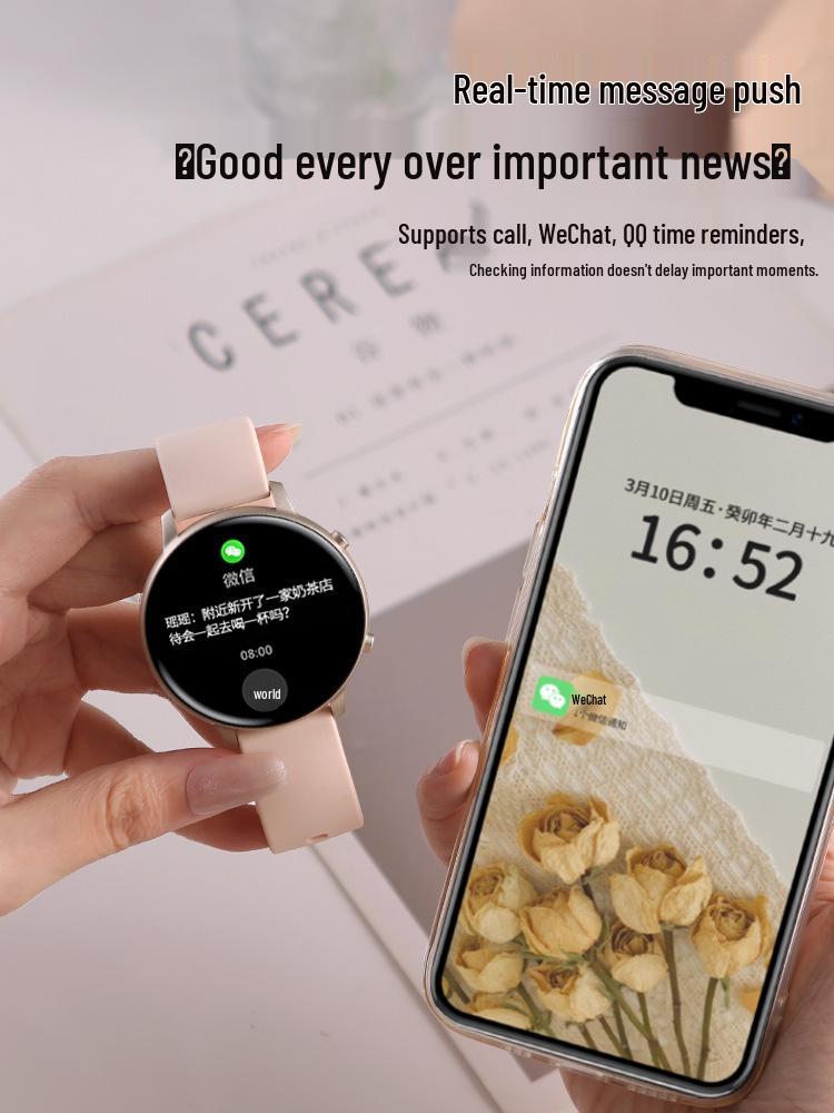 Multifunktionale Smartwatch für Damen: Telefon, Offline-Zahlung, Herzfrequenz, Blutdruck, Sport-Tracker, Silikon-Schrittzähler.