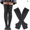 Y2K Women Girls Over Knee Long Stripe Printed Thigh High Cotton Socks Arm Sleeve Gloves 1 Set Overknee Socks Long Gloves 2024