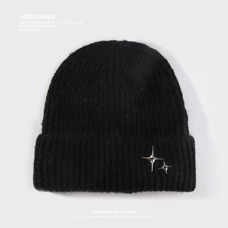 Autumn and Winter Wool Hat for Women Small and Small Stars Versatile Pullover Hat  Warm Knitted Hat  Face  Small Ear Protection  Cold Hat for Men