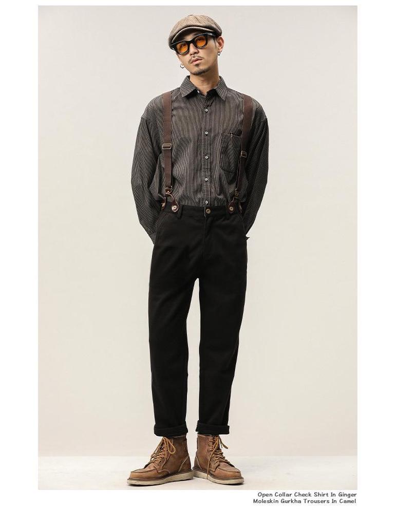 Pánské retro britské punkové vlněné volné ležérní kalhoty - Trendy kombinézy pro čtyři roční období