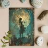 Enchanting Dandelion Fairy Vintage Metal Wall Art - 8x12 Inch Iron Plate with Magical Night Sky Design, Perfect for Living Rooms