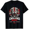 England Rugby Heart Pride Passion Roaring Lion Supporter Fan Novelty T Shirt