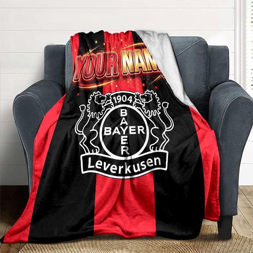 1pc Personalized Name Bayer Leverkusen Blanket, Gift, for Men and Women, Soft Blanket, Good for Sofa Bed Couch Travel, Lightweight Flannel Blanket