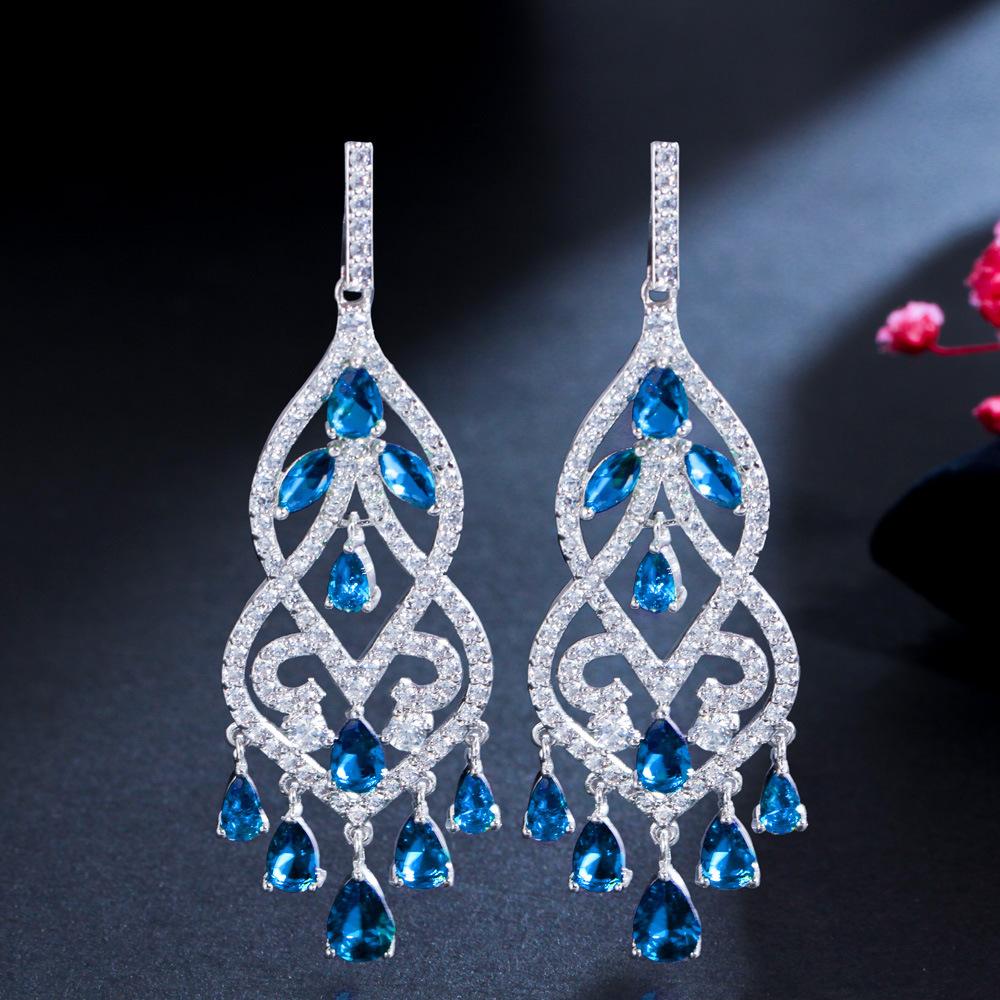 Temperament Long Fringed Earrings, Zircon Bridal Stud Earrings, Ear Jewelry, Women