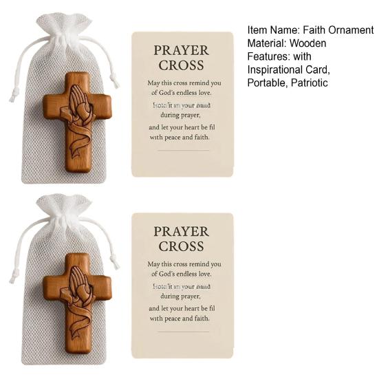 1/2 Stück Glaube Stärke Taschenumarmung mit Inspirationskarte Tragbare Holz Patriotische Glaubensmarke Dekoration Christliche Religiöse Geschenke