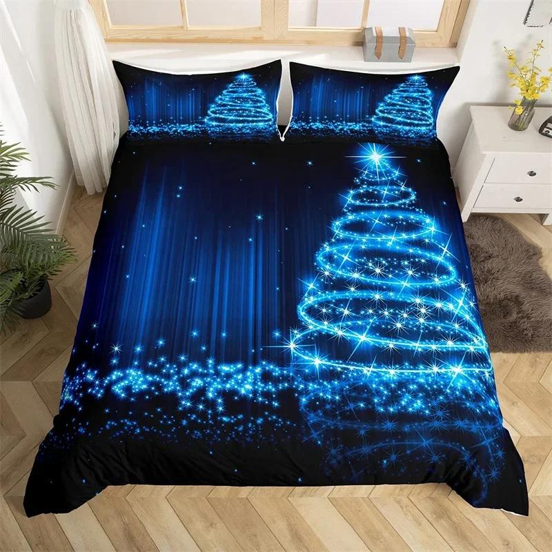 Christmas Theme Duvet Cover Set Single King Queen Twin Cartoon Santa Claus Bedding Set Microfiber Xmas Deer Comforter Cover
