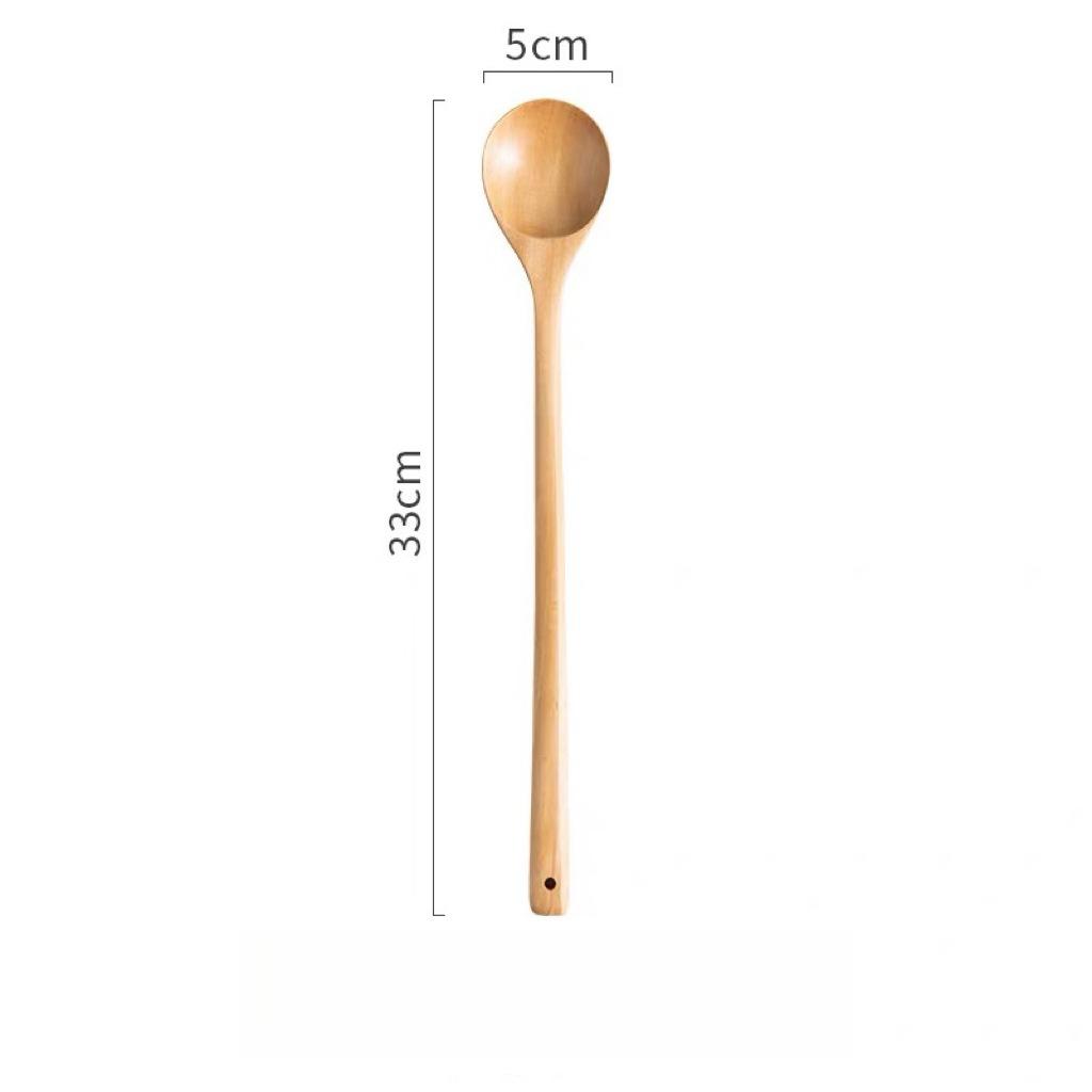 Long Wooden Stirring Spoon Natural Wood Soup Tableware Cooking Honey Coffee Spoon Mixing Spoons