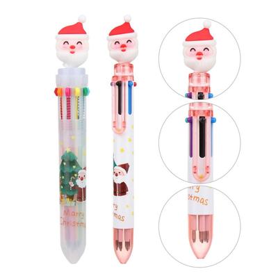6/10Colors Cute School Gifts Santa Claus Pen Cartoon Ball-point Pen Merry Christmas Xmas Stationery