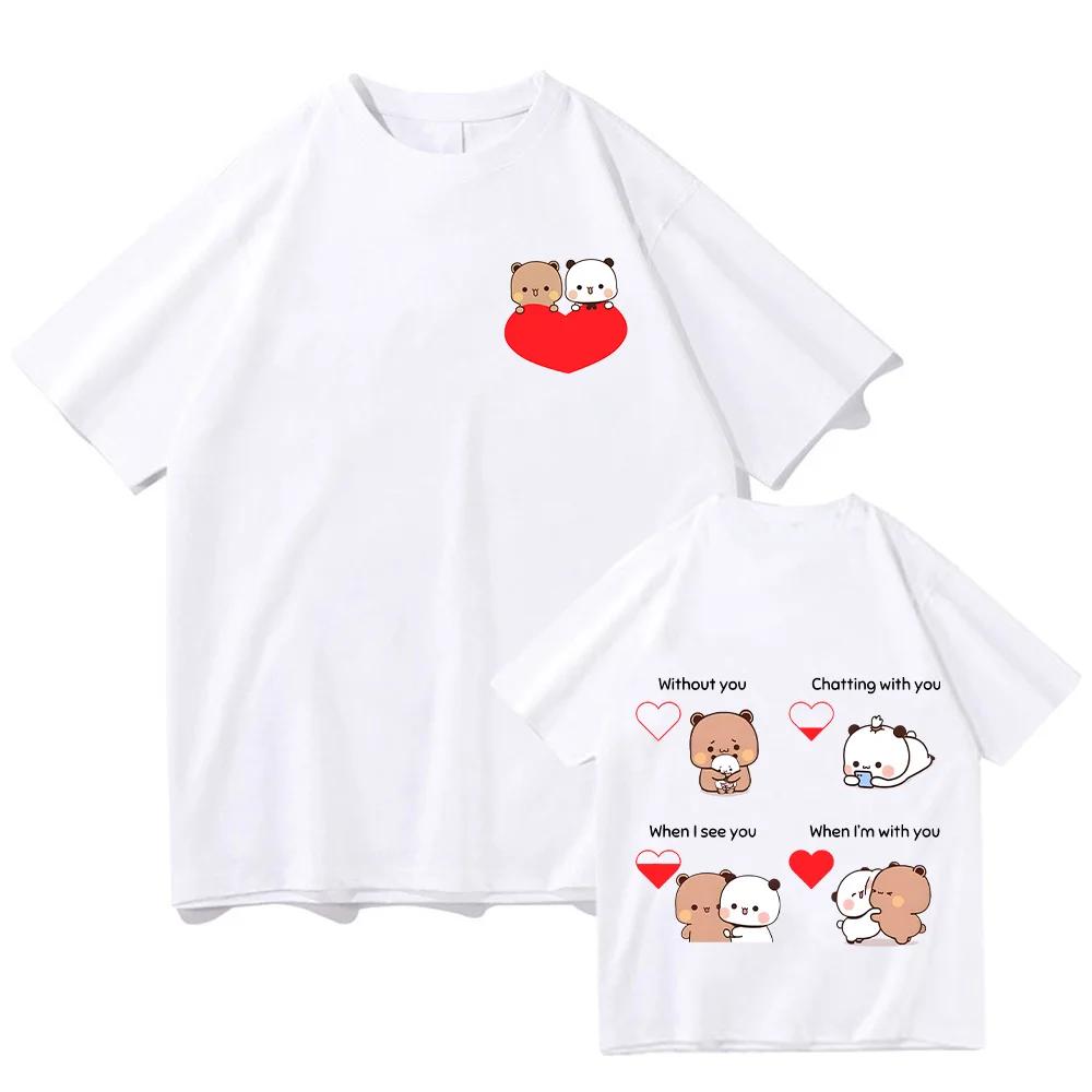 

Cute Panda Bear Bubu Dudu Tshirts Fun Love Power Tshirt Sweet Couple Women Unisex Tees Creative Short Sleeve Tops Clothes 4XL