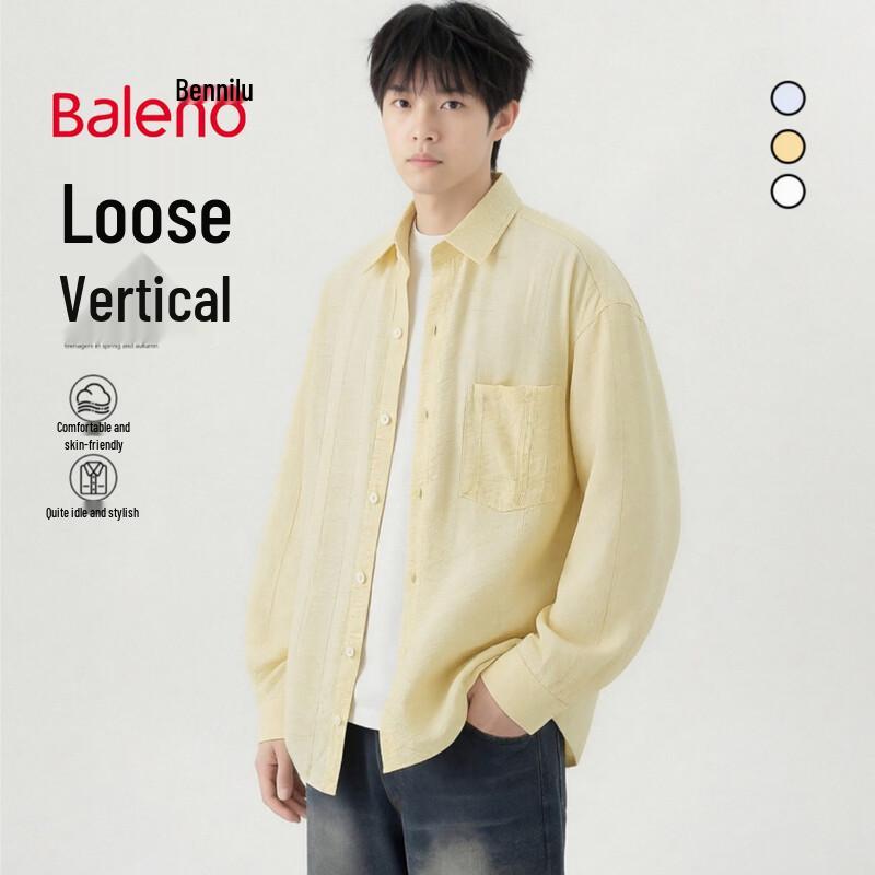 Baleno Men s Classic Solid Long Sleeve Casual Shirt L