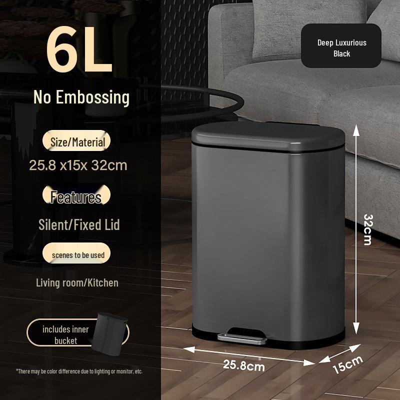 Stainless Steel Soft-Close Foot-Operated Trash Can for Kitchen, Living Room, and Bathroom