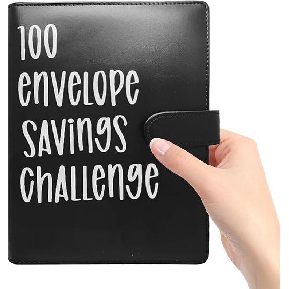 100 Envelope Challenge Binder, Easy and Fun Way to Save $5,050, Budget Binder Savings Challenge Book, Black